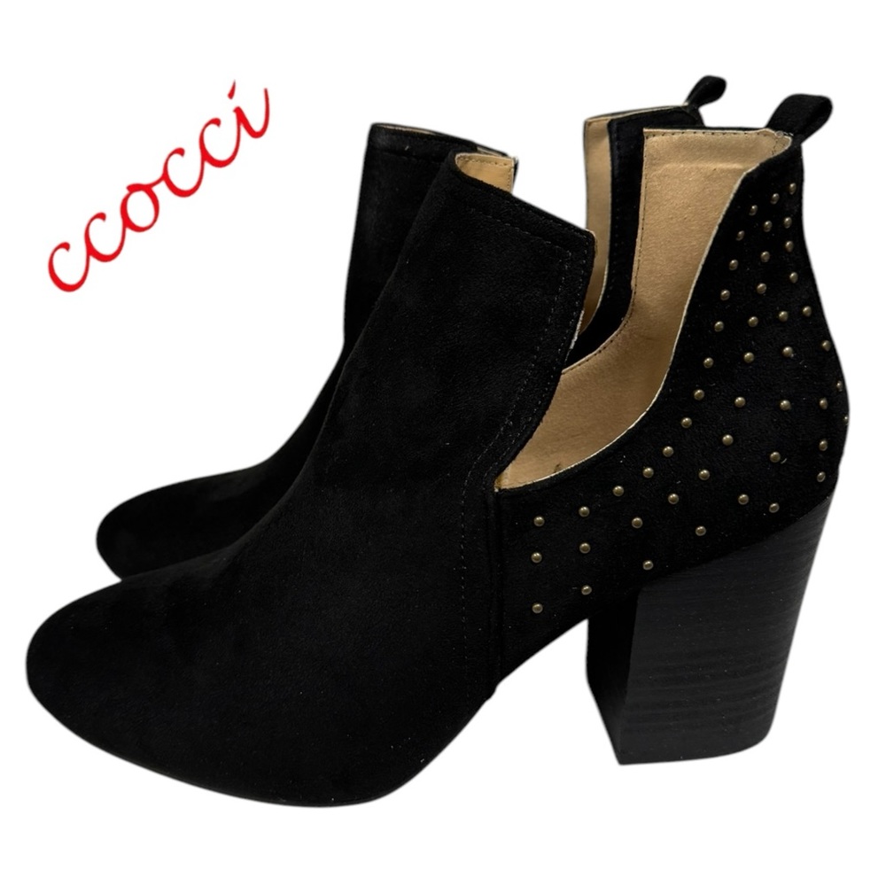 Black Suede Studded Ankle Booties